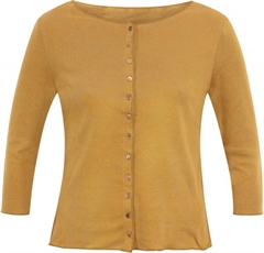 Cardigan 3/4 ærme økobomuld striber curry-light brown